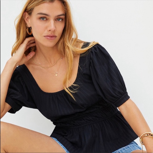 Anthro Puff-Sleeved Romantic Top - Picture 1 of 14